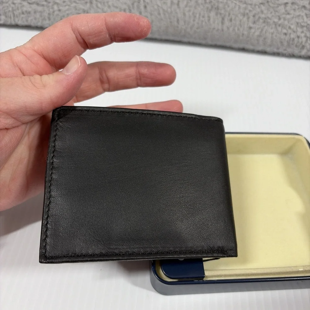 Croft Barrow Genuine Leather Wallet Black Mens Passcase Billfold - NEW